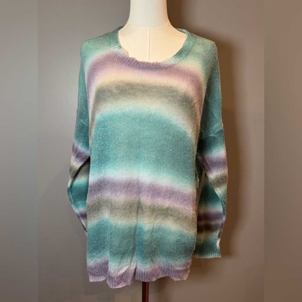 Umgee Pastel Ombré Lightweight Knit Sweater | Size Small | Sheer | Boho
